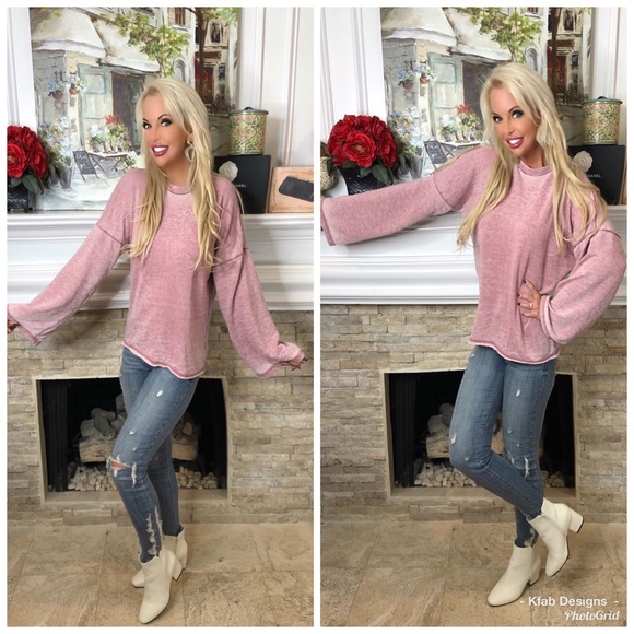 🛍LAST 1! Mineral Wash Back Detail Blush Top! - Picture 4 of 7